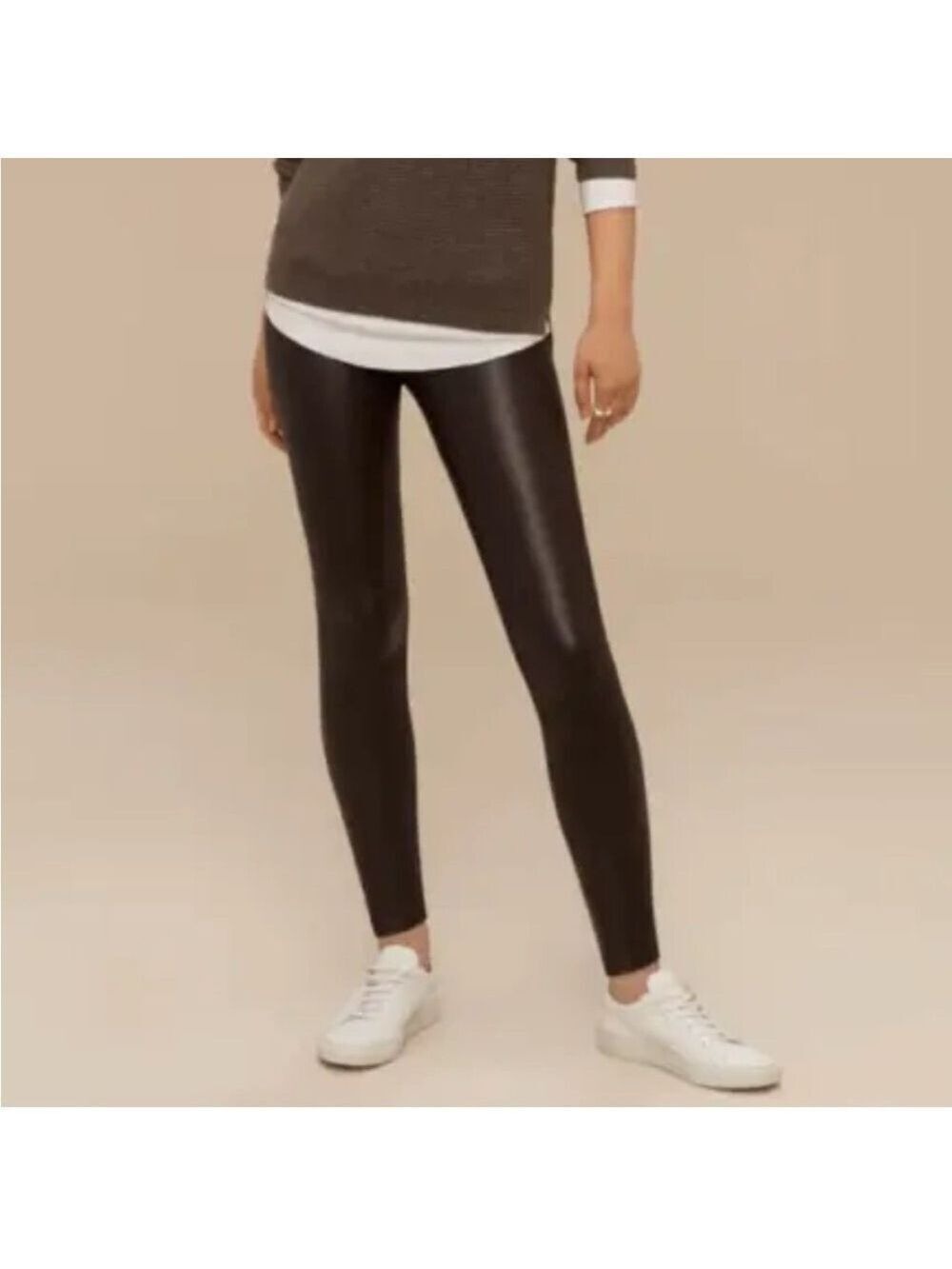 Aritzia Wilfred Free Daria High-Waisted Vegan Faux Leather Leggings Black M